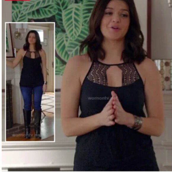 Anthropologie Postmark Lace Keyhole top Navy Black Size XS - Picture 13 of 13